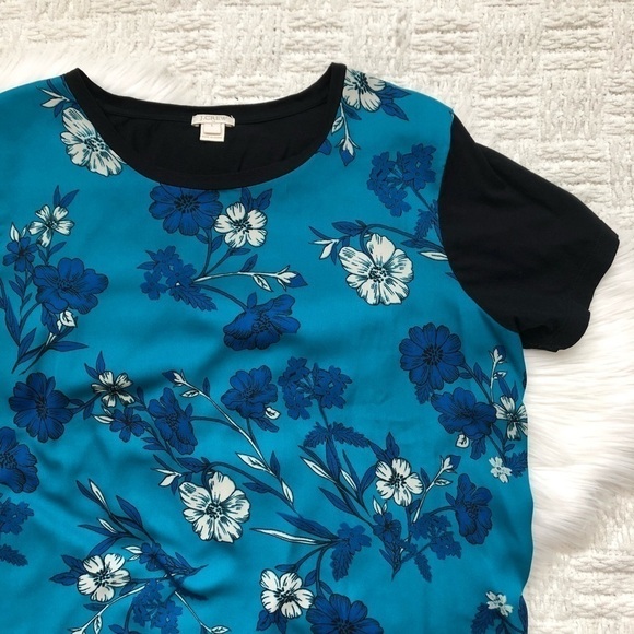 J. Crew Factory Two-Tone Floral T-Shirt Top L - Picture 4 of 8